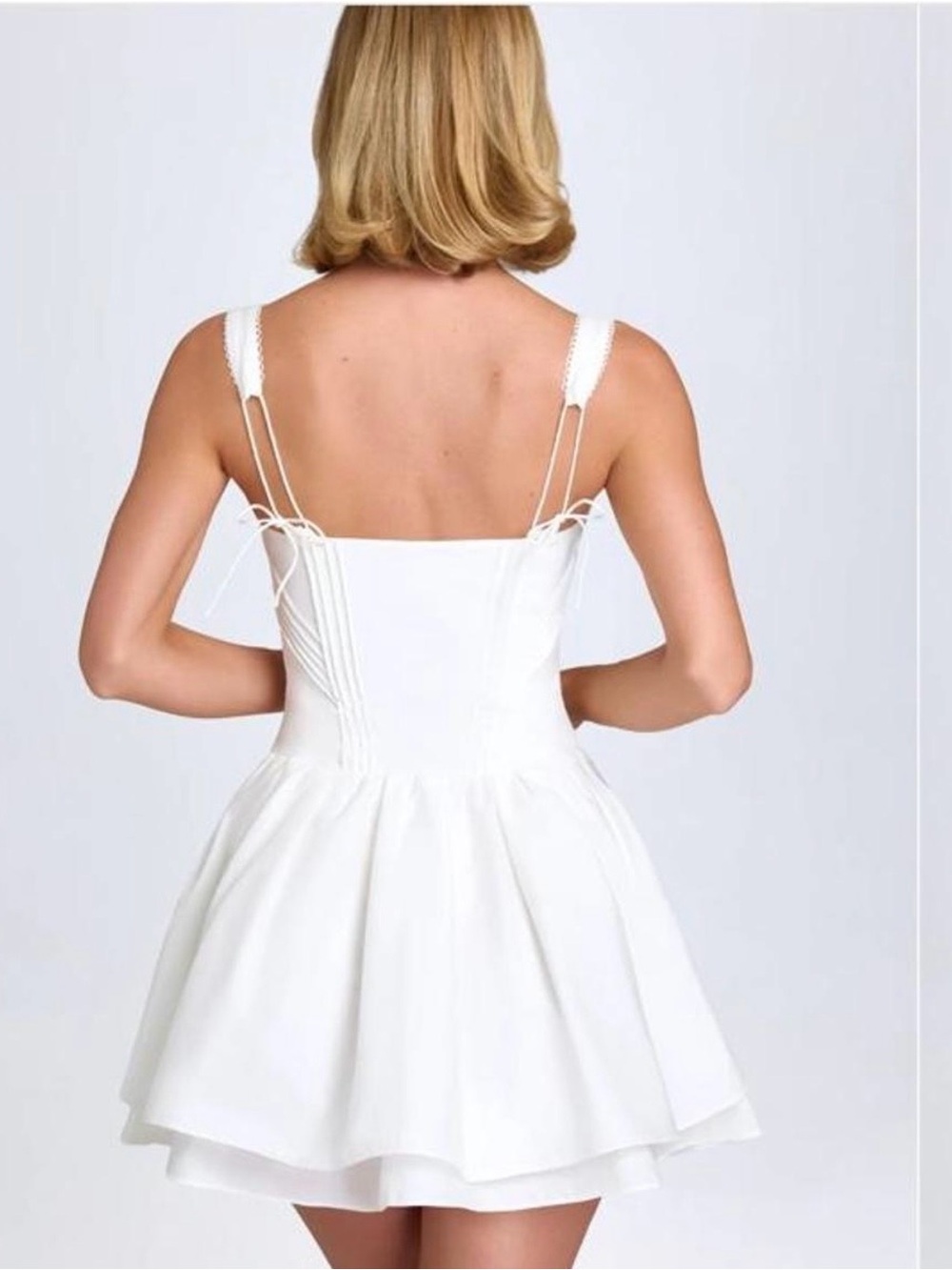 Plus cup Oh Polly Annalise White Lace-Up Bustier Mini Dress size 8 - Picture 2 of 5